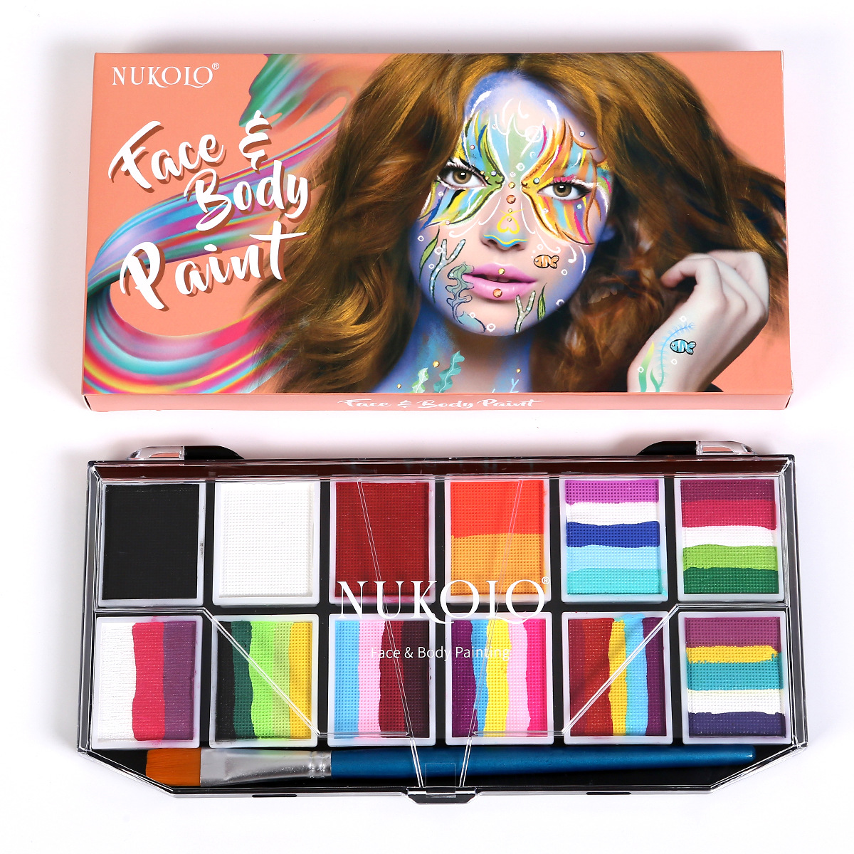Nu Xiaoyu nuevo 12 color arco iris paleta acuarela cuerpo humano pintura pintura pintura de escena crema de maquillaje
