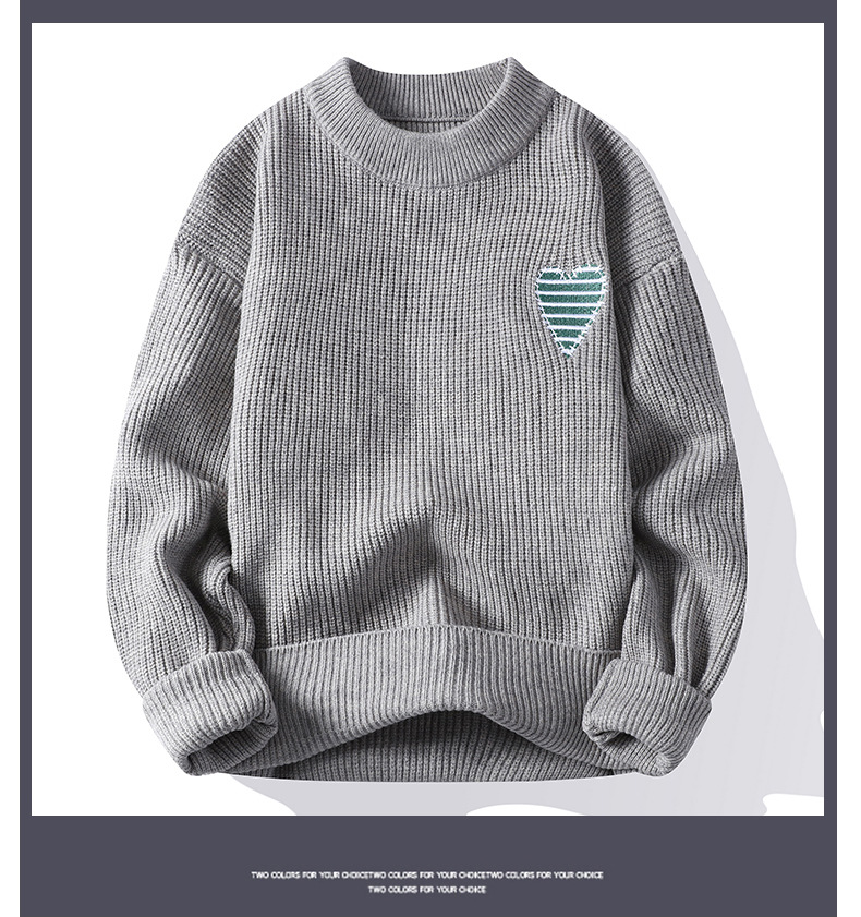 Men's Sweater Half High Collar Wool Pullover Casual Knit Jumper_voghion.com