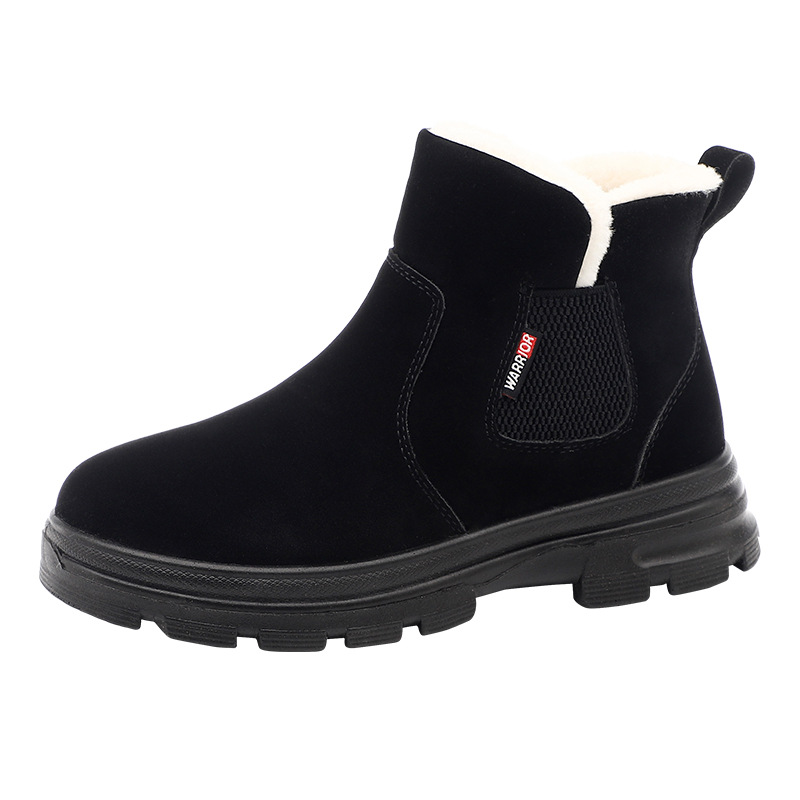 Huili nuevo tipo de pareja con botas de nieve de veludo en invierno, zapatos de algodón de moda, zapatos cómodos de estilo coreano