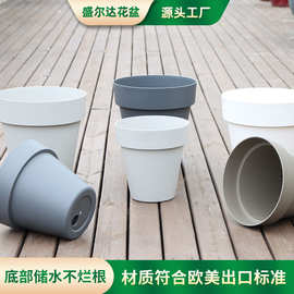 工厂直供圆形花盆 大口径简约加厚树脂彩色绿植阳台圆形花盆 批发