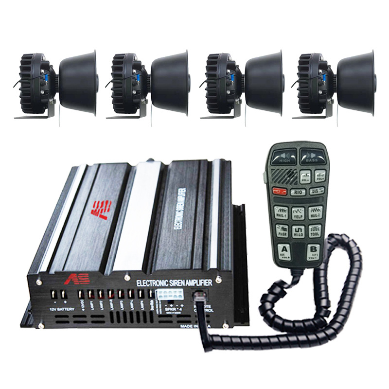 800W wired siren and voice amplifier, 12V alarm, high-frequency speaker, A8R9-2 + cooling round speaker