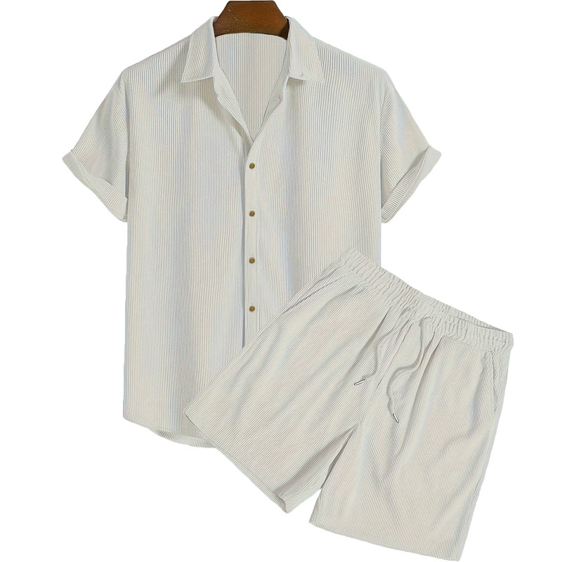 Leisure AliExpress из двух частей многоцветная внешняя торговля пляжная одежда свободные вельветы независимые станции с короткими рукавами европейские и американские мужчины