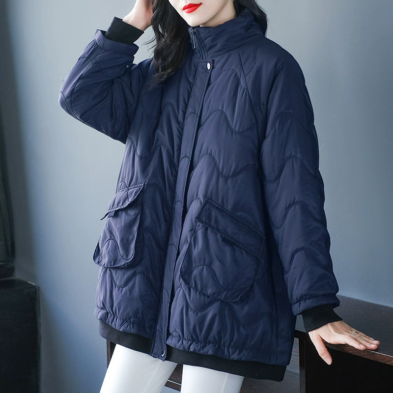 2023 осень и зима Новое мама пальто с хлопковой подкладкой пухлая девушка свободная ветрозащитная теплая одежда больших размеров для женщин среднего и пожилого возраста