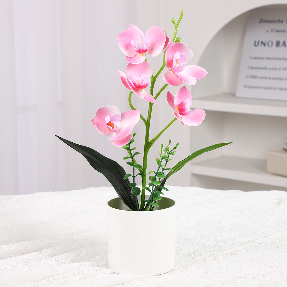 Simulación Phalaenopsis Adornos de escritorio Decoración de plástico para el hogar Accesorios de disparo de flores falsas Simulación de flores en macetas Adornos de oficina image 12