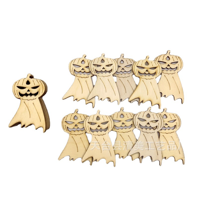 Halloween Calabaza Pieza de madera Hogar creativo Madera Natural Fiesta Artesanía Decoración Artesanía 20 piezas/paquete