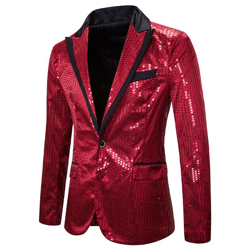 2026 Men's Sequin Performance Suit Nightclub Men's Clothing Host Emcee Studio Jacket Suit Wholesale