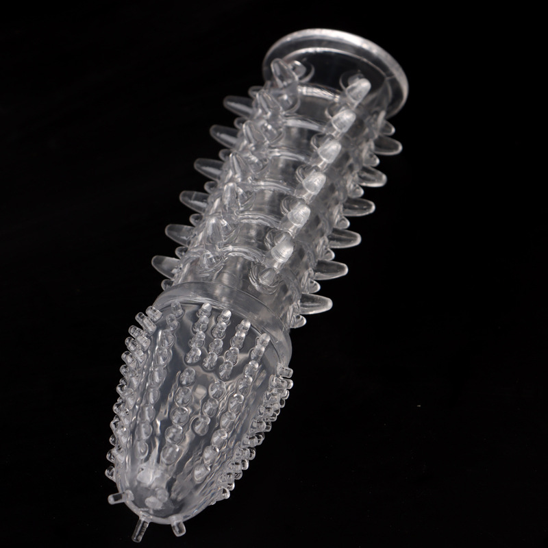 Wolf-Tooth Textured Penis Sleeve, TPE Tight-Fitting Extender, Transparent Boxed — detail image 2