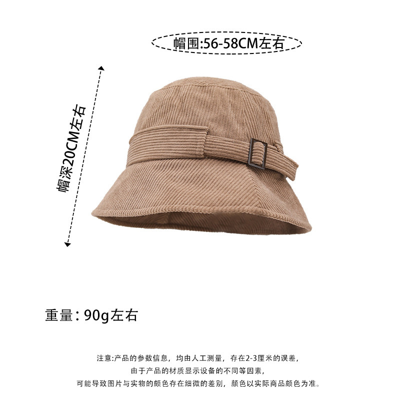 跨境热卖秋冬新款灯芯绒简约盆帽百搭台灯帽文艺洋气抗风渔夫帽|undefined