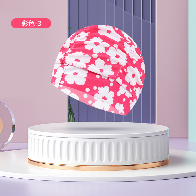 Sombrero de tela de natación adulto unisex cuidado del cabello protección del oído gorro de natación moda no-apriete cabeza plisada gorro de natación al por mayor