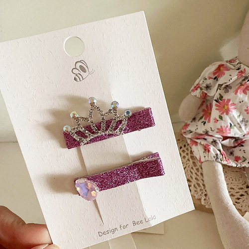 New sequined princess style diamond crown children's two-piece set duckbill clip hairpin hair accessories headdress for women