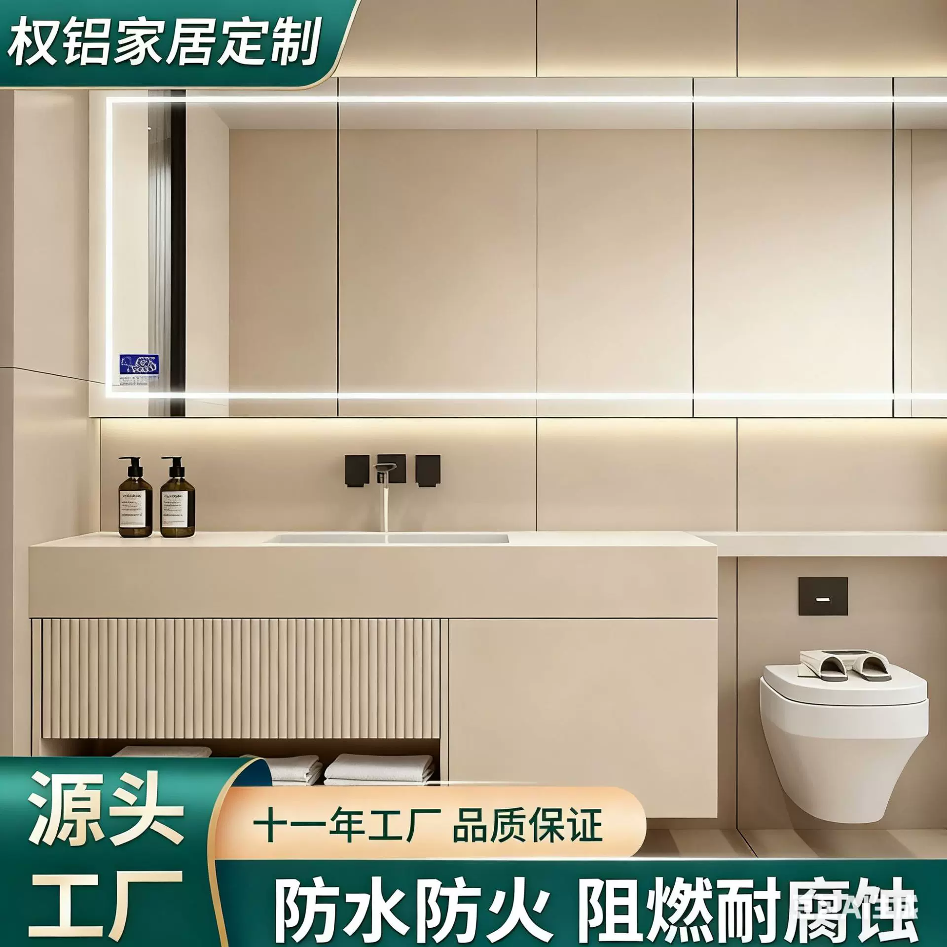 工厂直销全铝家具制作卫生间防水防潮无异味好打理洗手盆地柜吊柜