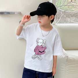 【180克纯棉后包边】TZ0108# 夏季新款男女童装卡通动漫印花短袖t