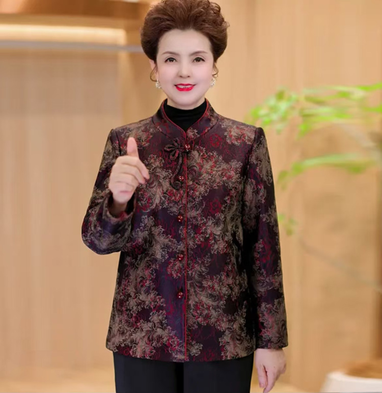 中老年人女装春秋立领外套老太太衣服宽松上衣妈妈装洋气过年褂子|undefined