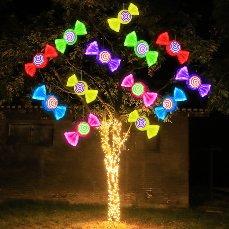新款LED立体糖果挂件彩灯户外公园街道国潮装饰灯工程亮化挂树灯