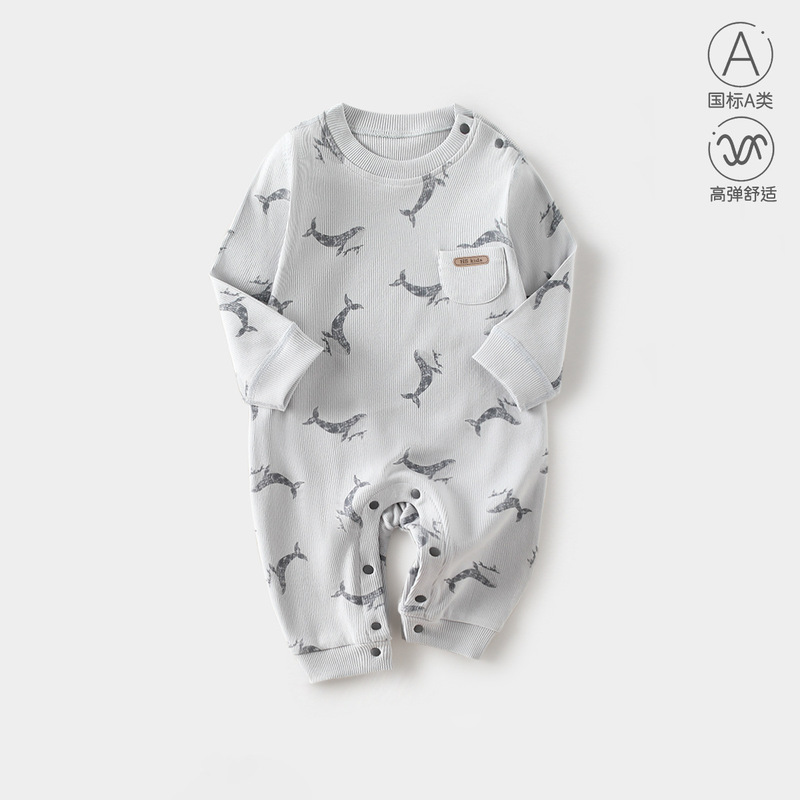 Newborn Jumpsuit Baby Shoulder Buckle Hare Spring and Autumn Cartoon Baby Underwear One Year Old Baby Four Seasons Baby Climbing Wear