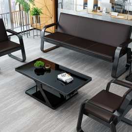 批商务办公沙发简约现代铁艺三人沙发会客接待办公室沙发茶几桌组