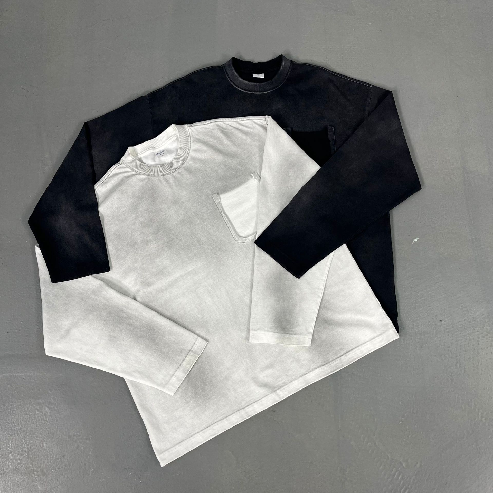 Gradient Cotton Men's Sweatshirt Washed Wasteland Style Top_voghion.com