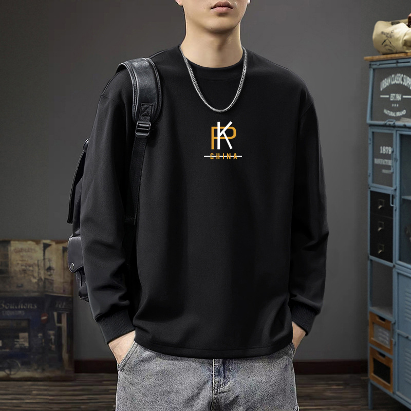 Double-Sided Velvet Round Neck Long-Sleeved T-Shirt Men's Autumn and Winter Velvet Thickeneded Bottoming Shirt Intimates Round Neck Warm Inner Layer Autumn Clothes