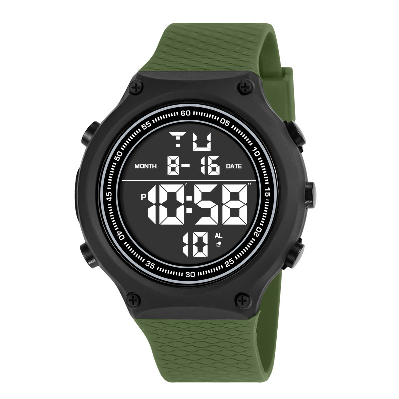 Hombres de gran pantalla LED gran dial reloj electrónico deportivo al aire libre multifuncional luz nocturna alarma reloj electrónico