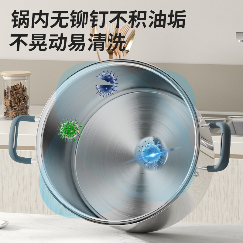 Alemania 316 acero inoxidable olla de cocción doméstica gruesa y alta olla de cocción de cocción de alta capacidad de gas electromagnético olla de cocción