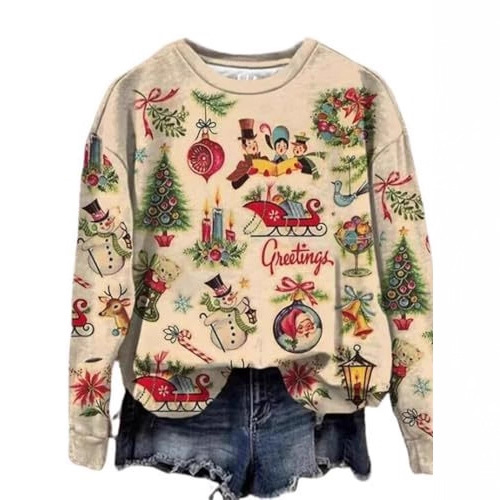 2026 Cross-Border Amazon Autumn and Winter New Women's Floral Animal Pumpkin Digital Print Women's Round Neck Sweatshirt