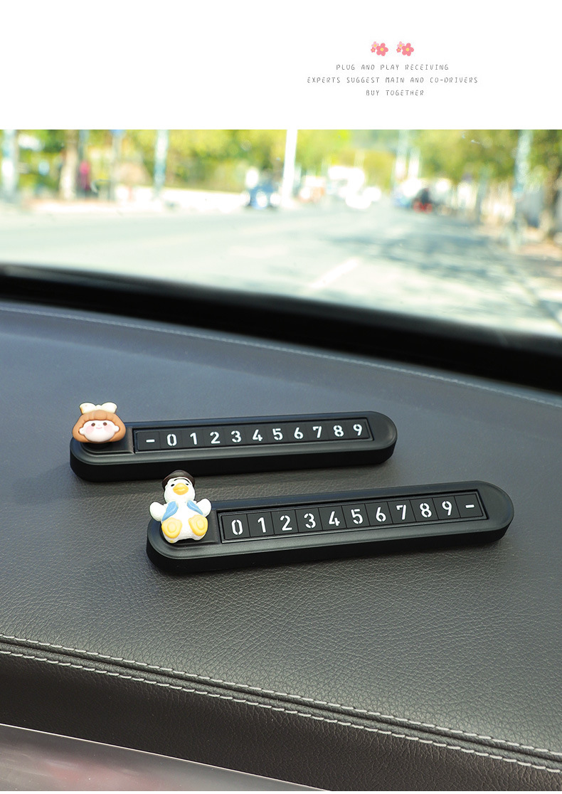 Car Temporary Parking Phone Dual Number Plate In-Car Moving Card Ornament Car Moving Number Plate Female Dual Number Switch