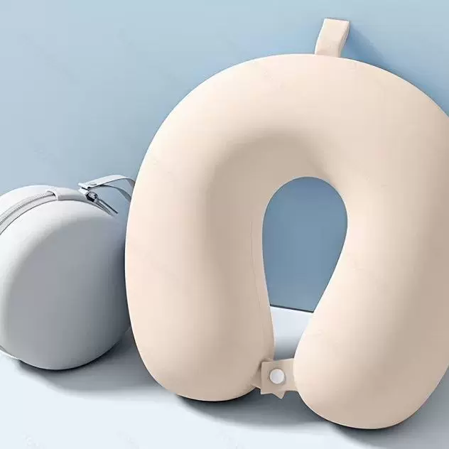 新款冰丝u型枕记忆棉零感无压颈枕午睡枕空气层面料护颈枕可收纳