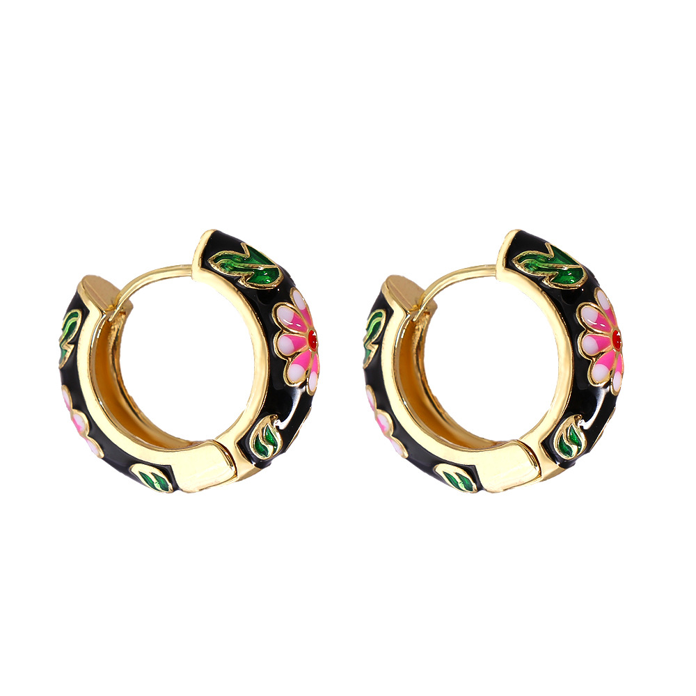 Wholesale Jewelry Flower Pattern Multicolor Copper Gold-plated Earrings Nihaojewelry display picture 6