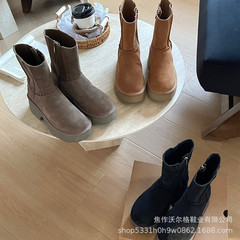 时尚人鱼铅笔靴女秋冬新款美拉德增高显瘦侧拉链马丁靴雪地靴女