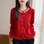 圆领长袖蕾丝春秋开衫