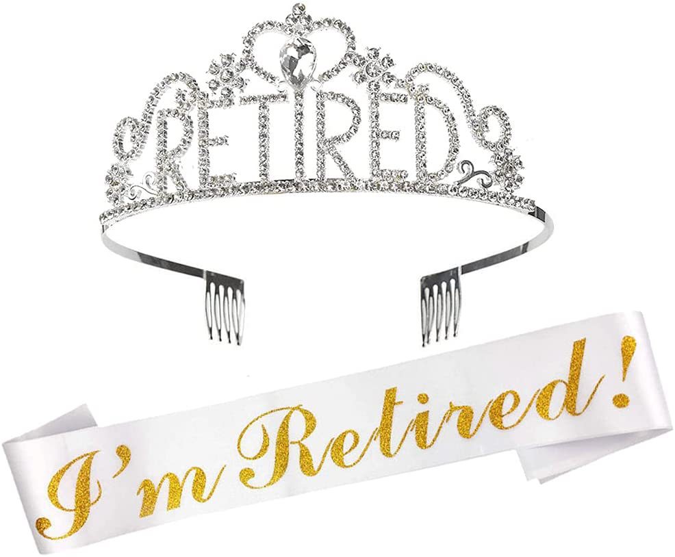 Conjunto de tirantes de corona de fiesta de graduación europea y americana Letras RETIRED Corona de diamantes Tocado de fiesta de jubilación al por mayor
