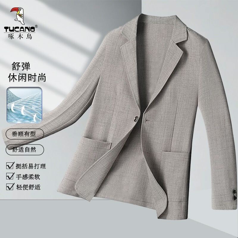 New Style Thin Men's Suit, Slim Fit Business Casual Spring and Autumn Single-Breasted Jacket, In-Stock Cotton