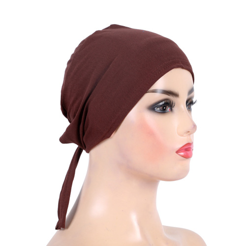 Cross-border supply of cotton strapped headscarf, hijab bottom hat, Malay gauze scarf H048