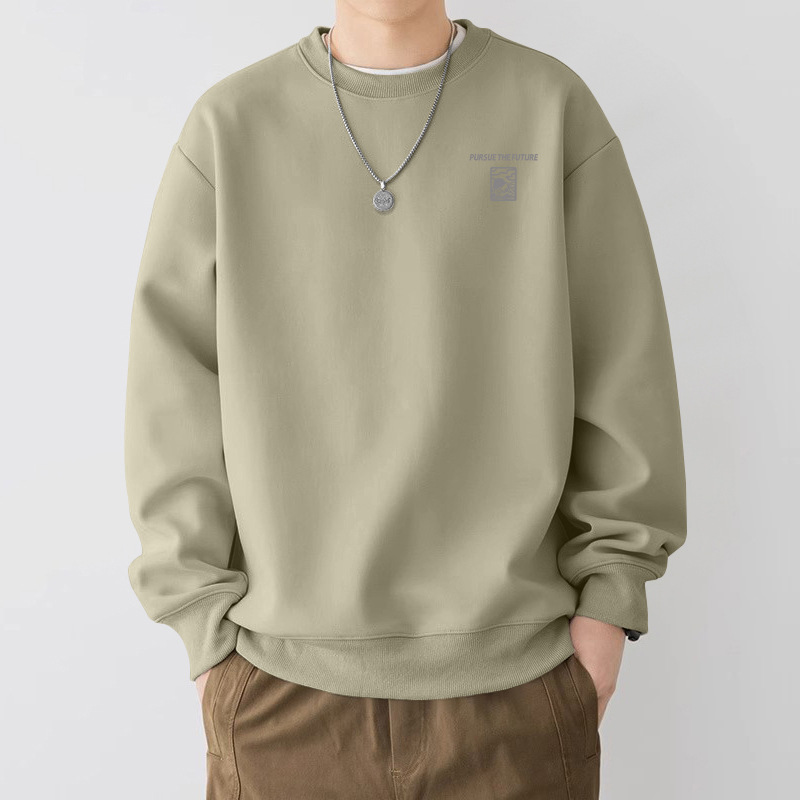 Añadir camisa de cuello redondo de vello para hombres primavera y otoño estilo americano camisa pesada nueva chaqueta de pareja de moda de gran tamaño