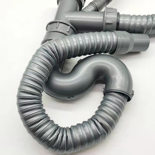 Sink double groove steel wire drain pipe, conjoined double basin drain pipe, double vegetable basin drain pipe, s-bend