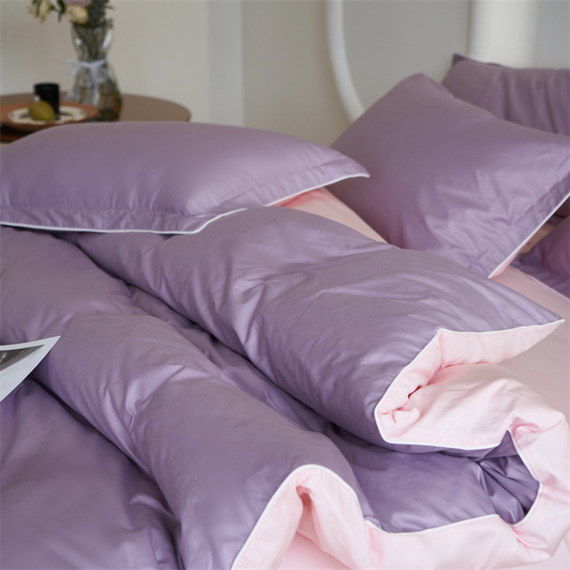 Elegant Maillard Solid Colour Cotton Duvet Cover Four-piece Set_voghion.com