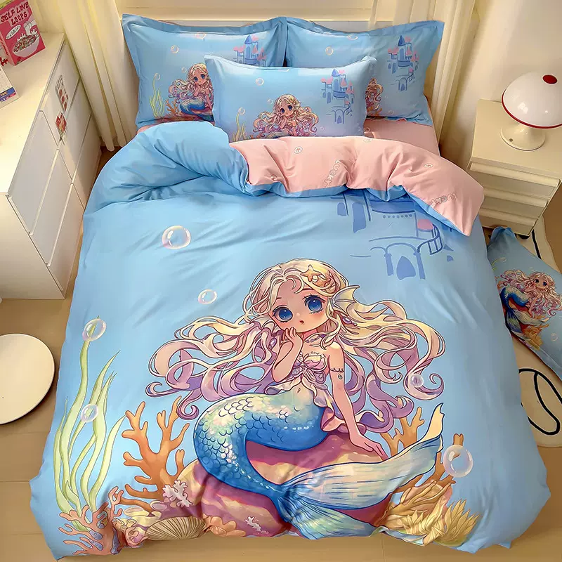 纯棉四件套床单儿童卡通100全棉被套床笠1.5米1.8m床上用品三件套