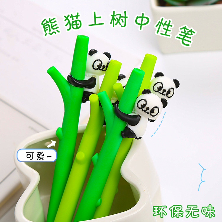Dibujos animados Panda árbol gel pluma creativa dibujos animados estudiante pluma lindo aprendizaje papelería oficina a base de agua firma pluma