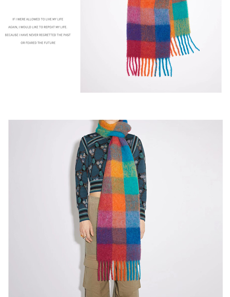 Women's Scarves Plaid Scarf New Stitching Cashmere-like Mahaired Women Warm Shawl _voghion.com