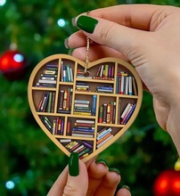 Book Lovers Heart Ornament爱心书架挂件书籍爱好者的心饰品挂件