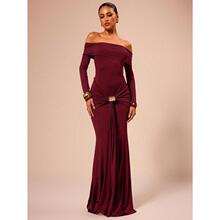 T 31396 Off shoulder solid hip dress һ�ּ紿ɫ��������ȹ