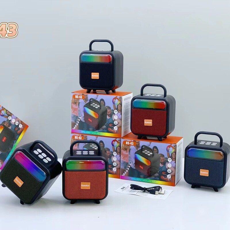 外贸新款BS-43手提RGB无线蓝牙音响便携式布网桌面迷你插卡小音箱|undefined