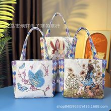 菱格手提包升级双面提花休闲便当包百搭时尚手拎包日常通勤腋下包