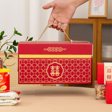 中式结婚红色双层喜糖盒手提满月周岁百日宴婚礼伴手礼礼盒空盒子