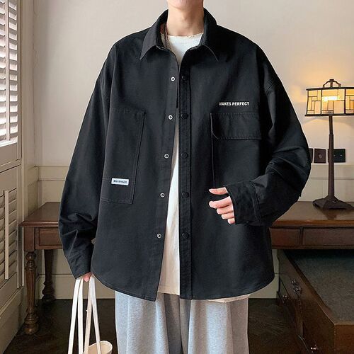Men's shirt jacket spring high quality youth new style frock cardigan Japanese casual Hong Kong style spring clothes
