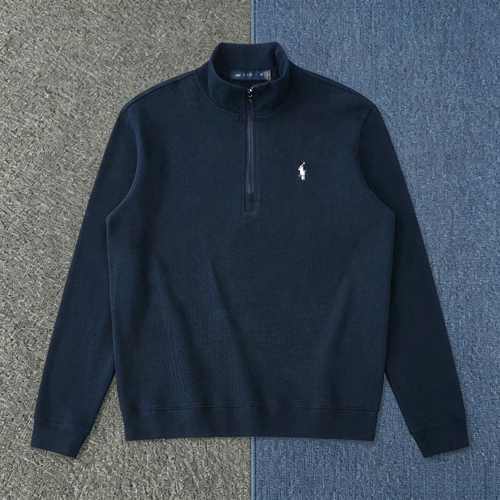 Cross-border autumn and winter new American-style sweatshirt with pony embroidery, stand-up collar polo half-zip top, casual and versatile, trendy