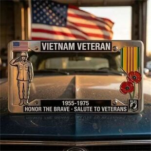 �羳Veteran Tribute License Plate FrameԽ���ϱ��o��܇�ƿ�