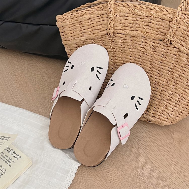 Bocken Shoes Toe Half Slippers Women's Summer Outer Wear 2024 New Summer Slip-on Cute Bocken Half Sandals