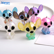 夜光uv珍珠粉大耳朵怪兽树懒熊公仔挂件亚克力diy挂圈钥匙扣配件