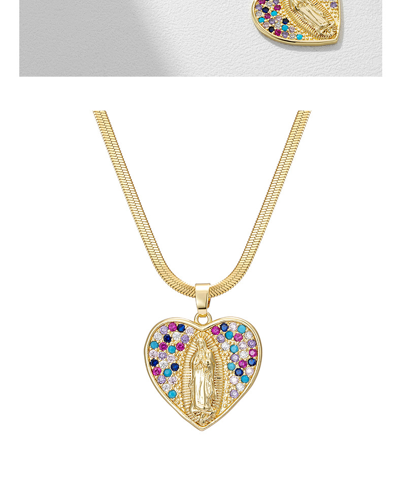 Copper Material Heart Shape Pattern All Seasons Season Wholesale Jewelry IG Style Retro Heart Shape Copper Plating Pendant Necklace Snake Chain